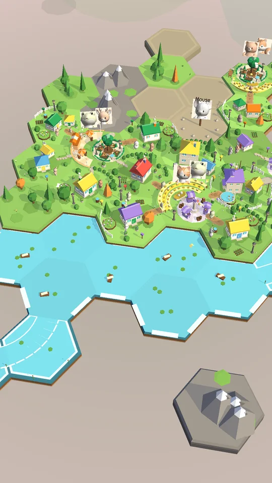 A mid-campaign town with parks and a plaza
