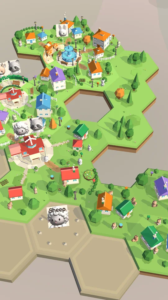 A hex town built along a river